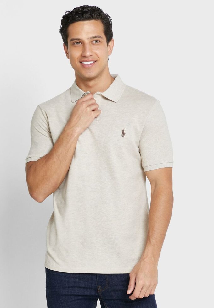 Beige Men’s Ralph Lauren Essential Polo Shirts
