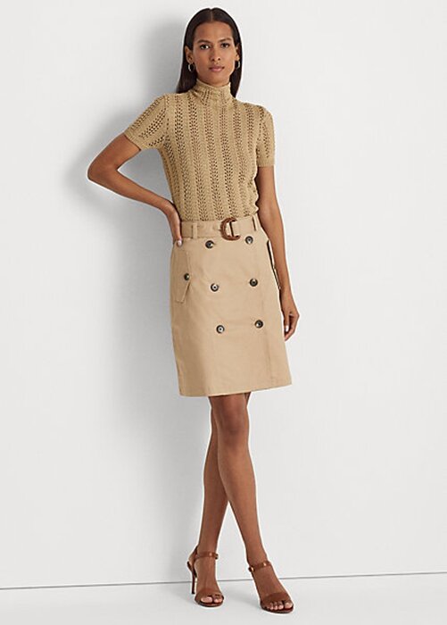 Beige Women’s Ralph Lauren Belted Micro-Sanded Twill Skirts Beige Women’s Ralph Lauren Belted Micro-Sanded Twill Skirts