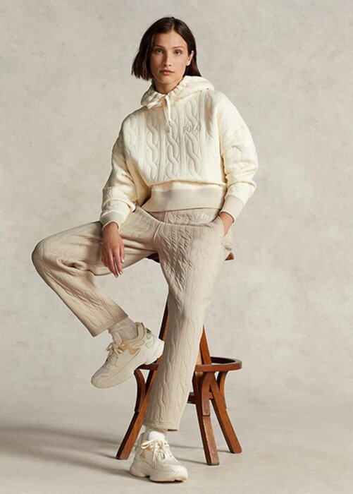Beige Women’s Ralph Lauren Logo Cable-quilted Jerseys Pants Beige Women’s Ralph Lauren Logo Cable-quilted Jerseys Pants
