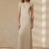 Beige Women’s Ralph Lauren Mesh Short-Sleeve Evening Dress Beige Women’s Ralph Lauren Mesh Short-Sleeve Evening Dress