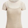 Beige Women’s Ralph Lauren Mesh Short-Sleeve Sweaters Beige Women’s Ralph Lauren Mesh Short-Sleeve Sweaters