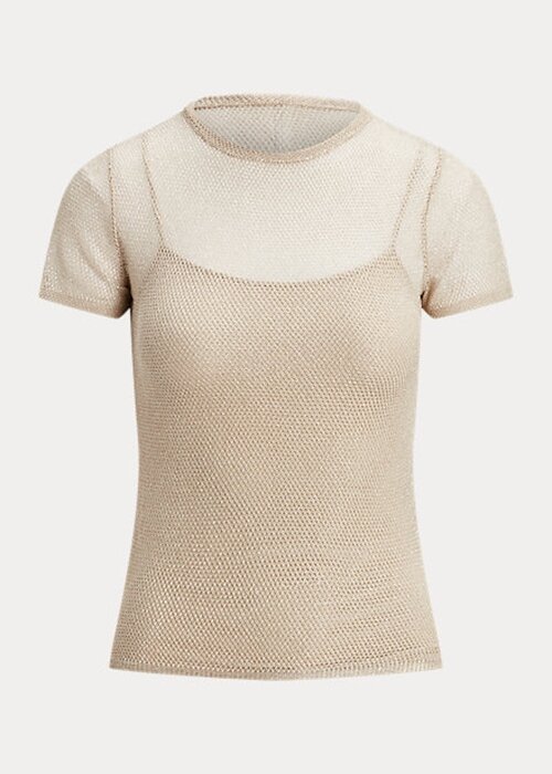 Beige Women’s Ralph Lauren Mesh Short-Sleeve Sweaters Beige Women’s Ralph Lauren Mesh Short-Sleeve Sweaters