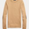 Beige Women’s Ralph Lauren Ribbed Suede-Trim Long-Sleeve T Shirts Beige Women’s Ralph Lauren Ribbed Suede-Trim Long-Sleeve T Shirts