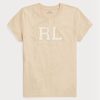 Beige Women’s Ralph Lauren Rl-suede-applique Jersey   T Shirts