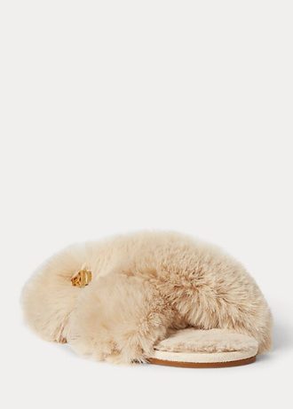 Beige Women’s Ralph Lauren Sydni Faux-Fur Flat Shoes