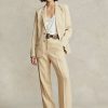 Beige Women’s Ralph Lauren Cropped Straight-Leg Linen Pants