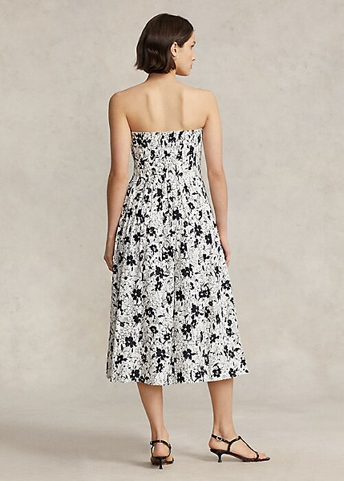 Black / Cream Women’s Ralph Lauren Floral Linen Strapless Dress Black / Cream Women’s Ralph Lauren Floral Linen Strapless Dress