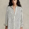Black / Cream Women’s Ralph Lauren Oversize Striped Satin Shirts