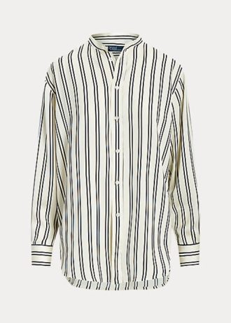Black / Cream Women’s Ralph Lauren Oversize Striped Satin Shirts