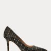Black / Gold Women’s Ralph Lauren Lindella Embossed-Leather Heels
