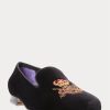 Black Men’s Ralph Lauren Alonzo Bullion Crest Velvet Dress Shoes