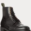 Black Men’s Ralph Lauren Bryson Cap-Toe Leather Boots