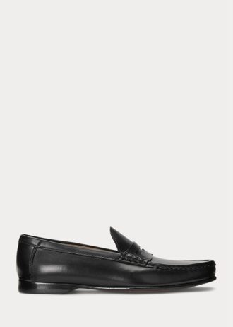Black Men’s Ralph Lauren Chalmers Burnished Calfskin Penny Loafers
