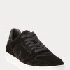 Black Men’s Ralph Lauren Court Velvet Low-Top Sneakers