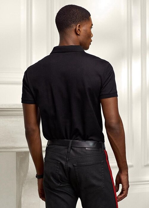 Black Men’s Ralph Lauren Custom Slim Fit Bear Polo Shirts Black Men’s Ralph Lauren Custom Slim Fit Bear Polo Shirts