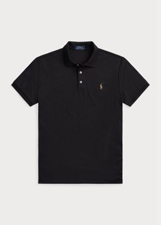 Black Men’s Ralph Lauren Custom Slim Fit Soft Cotton Polo Shirts