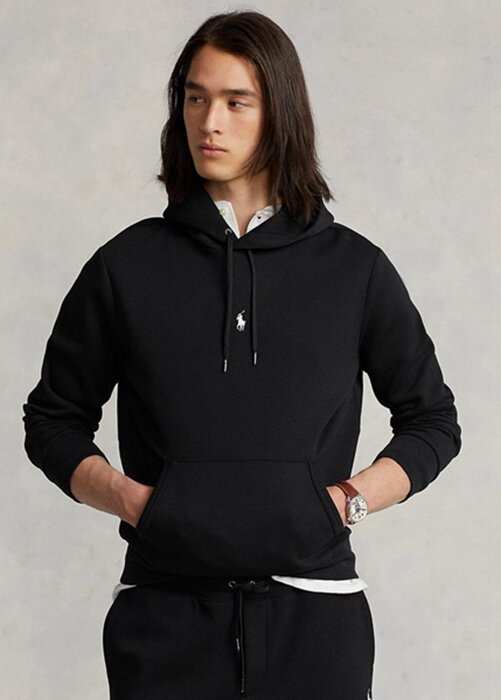 Black Men’s Ralph Lauren Double-knit Hoodie Black Men’s Ralph Lauren Double-knit Hoodie