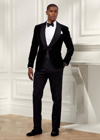 Black Men’s Ralph Lauren Gregory Handmade Barathea Tuxedo  Pants
