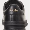 Black Men’s Ralph Lauren Heritage Court II Leather Sneakers