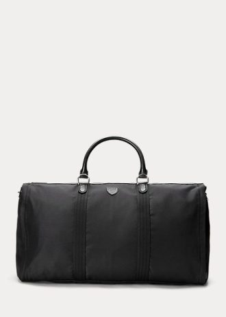 Black Men’s Ralph Lauren Leather-Trim Hybrid Garment Duffle Bags
