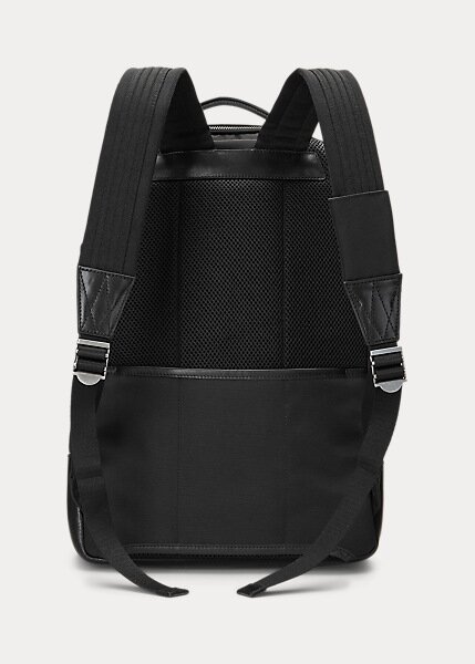 Black Men’s Ralph Lauren Leather-Trim Travel Backpacks Black Men’s Ralph Lauren Leather-Trim Travel Backpacks