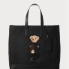 Black Men’s Ralph Lauren Polo Bear Leather-trim Canvas Tote Bags