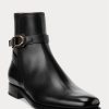 Black Men’s Ralph Lauren Welington Burnished Calfskin Boots