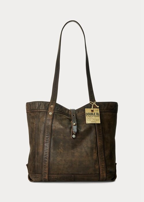 Black Over Brown Women’s Ralph Lauren Leather Tote Bags Black Over Brown Women’s Ralph Lauren Leather Tote Bags
