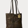 Black Over Brown Women’s Ralph Lauren Leather Tote Bags Black Over Brown Women’s Ralph Lauren Leather Tote Bags