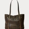 Black Over Brown Women’s Ralph Lauren Leather Tote Bags Black Over Brown Women’s Ralph Lauren Leather Tote Bags