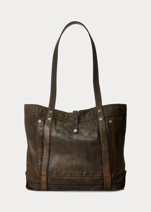 Black Over Brown Women’s Ralph Lauren Leather Tote Bags Black Over Brown Women’s Ralph Lauren Leather Tote Bags