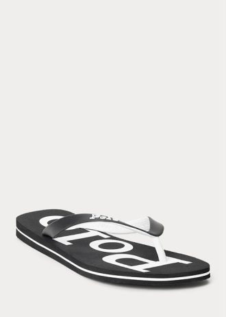 Black / White Men’s Ralph Lauren Bolt Logo Flip Flops