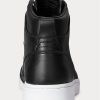 Black / White Men’s Ralph Lauren Court Leather High-Top Sneakers