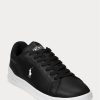 Black / White Men’s Ralph Lauren Heritage Court II Leather Sneakers Black / White Men’s Ralph Lauren Heritage Court II Leather Sneakers