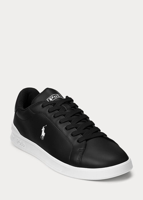 Black / White Men’s Ralph Lauren Heritage Court II Leather Sneakers Black / White Men’s Ralph Lauren Heritage Court II Leather Sneakers