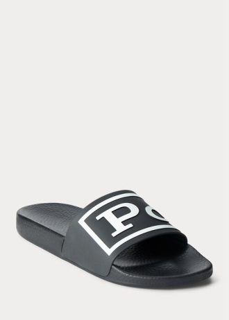 Black / White Men’s Ralph Lauren Logo Slippers
