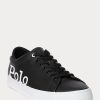 Black / White Men’s Ralph Lauren Longwood Logo Leather Sneakers Black / White Men’s Ralph Lauren Longwood Logo Leather Sneakers