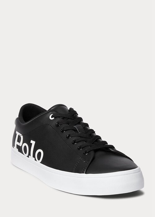 Black / White Men’s Ralph Lauren Longwood Logo Leather Sneakers Black / White Men’s Ralph Lauren Longwood Logo Leather Sneakers