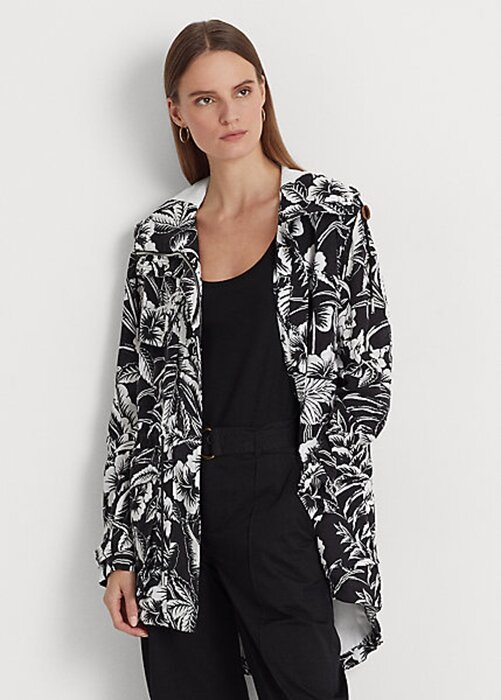 Black / White Women’s Ralph Lauren Floral Ripstop Hooded Windbreaker Black / White Women’s Ralph Lauren Floral Ripstop Hooded Windbreaker