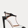 Black / White Women’s Ralph Lauren Haskell Color-Blocked Calfskin Heels