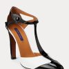 Black / White Women’s Ralph Lauren Haskell Color-Blocked Calfskin Heels