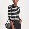 Black / White Women’s Ralph Lauren Striped Button-Shoulder Tops Black / White Women’s Ralph Lauren Striped Button-Shoulder Tops
