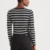 Black / White Women’s Ralph Lauren Striped Button-Shoulder Tops Black / White Women’s Ralph Lauren Striped Button-Shoulder Tops