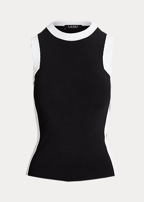 Black / White Women’s Ralph Lauren Two-Tone Sleeveless Sweaters Black / White Women’s Ralph Lauren Two-Tone Sleeveless Sweaters