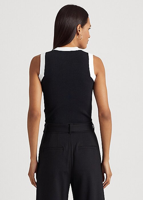 Black / White Women’s Ralph Lauren Two-Tone Sleeveless Sweaters Black / White Women’s Ralph Lauren Two-Tone Sleeveless Sweaters