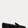 Black Women’s Ralph Lauren Alonzo Embroidered Velvet Flat Shoes