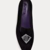 Black Women’s Ralph Lauren Alonzo Embroidered Velvet Flat Shoes