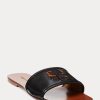 Black Women’s Ralph Lauren Andela Burnished Calfskin Sandals