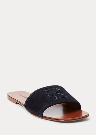 Black Women’s Ralph Lauren Andela Calf-Suede Sandals