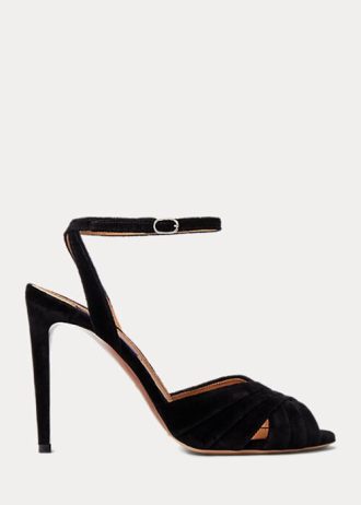 Black Women’s Ralph Lauren Bacall II Velvet Sandals